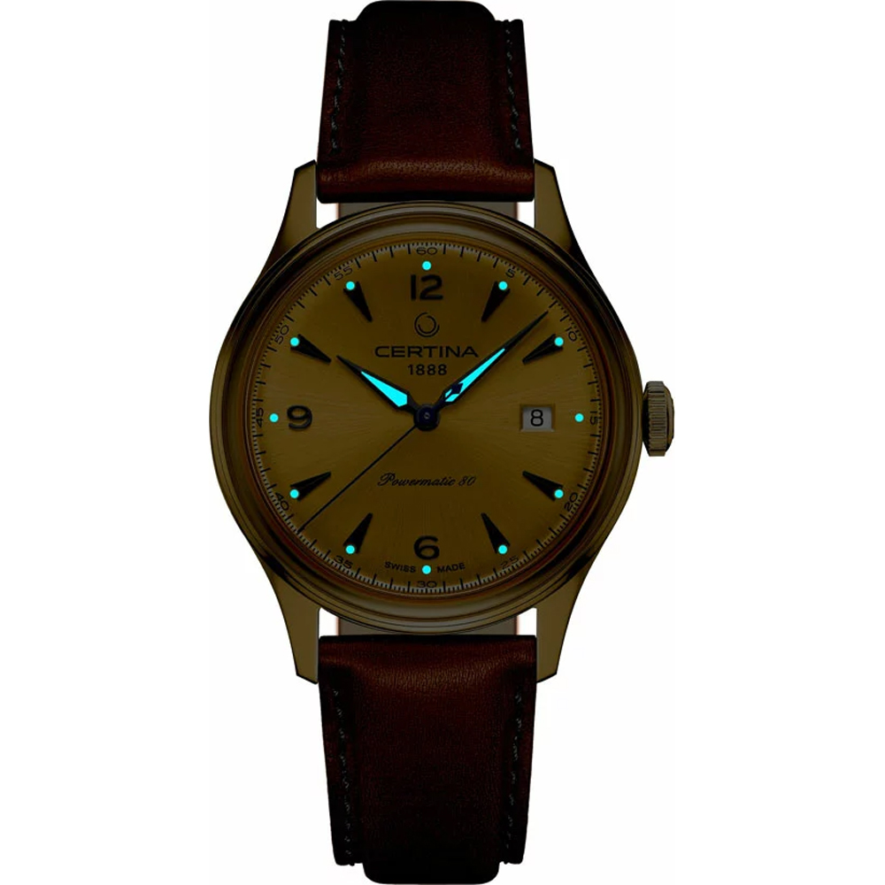 Certina - Reloj de Automático para Hombre, correa de Cuero color Marrón