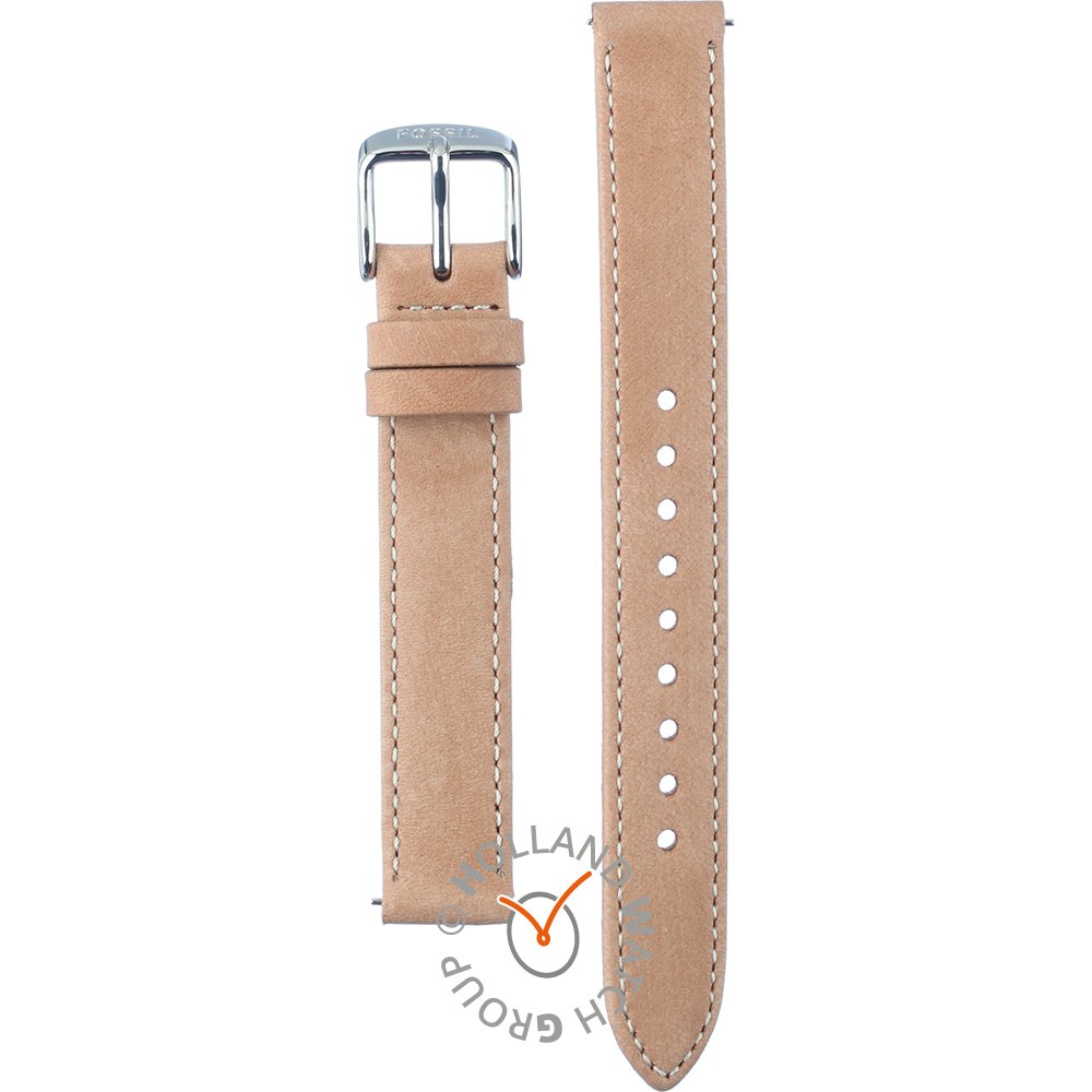 Correa de reloj color beige, con hebilla plateada