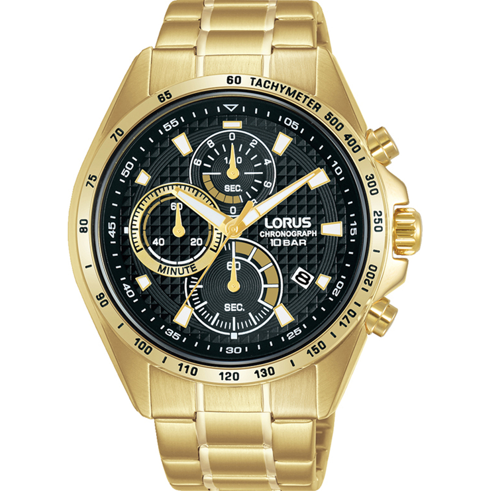 Reloj Lorus Sports para hombre, cronógrafo, brazalete de acero negro  RM345DX9 