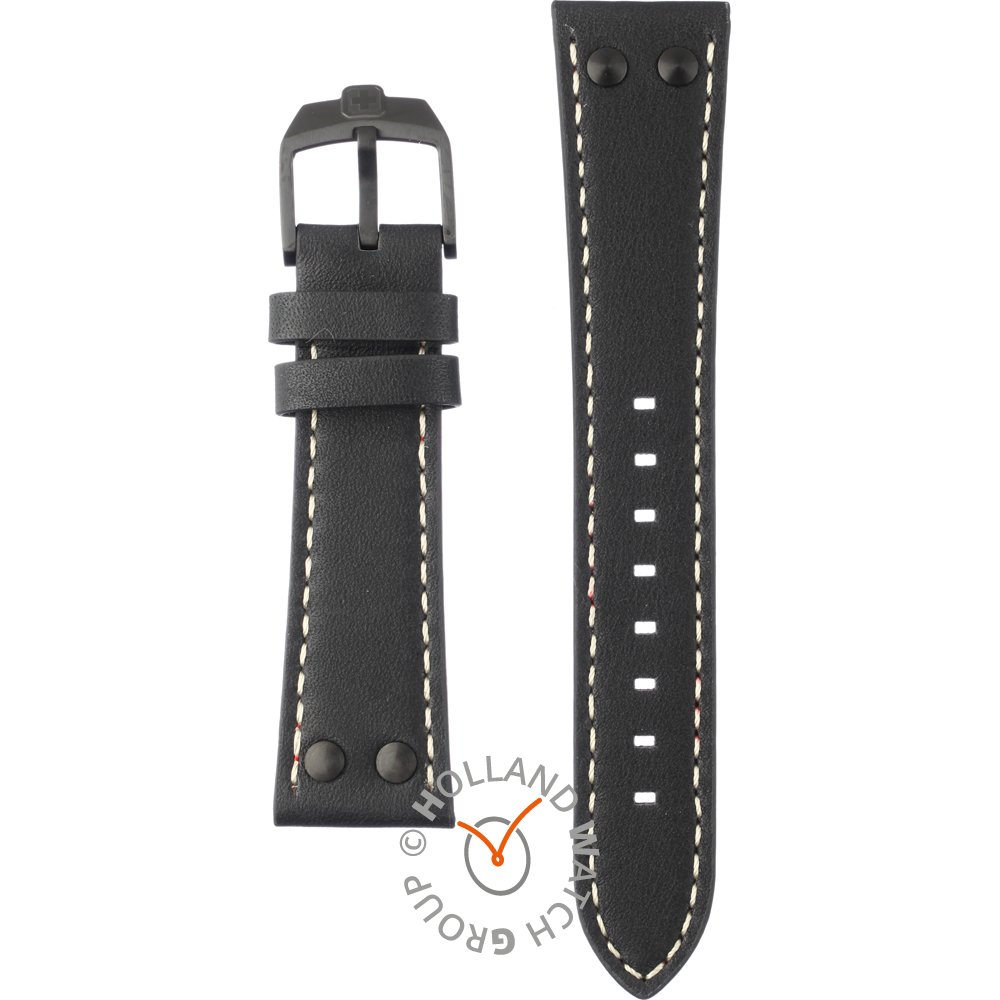 Correa para reloj de cuero negro con costuras blancas de 22 mm, ¡En stock!