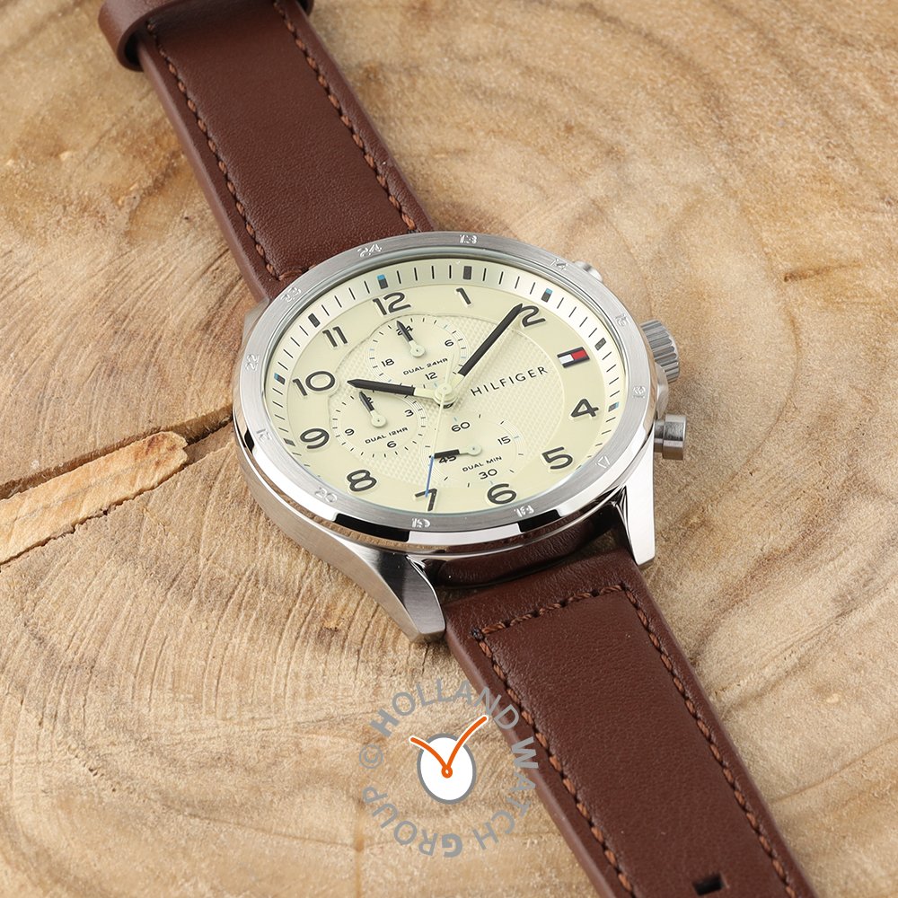 Tommy Hilfiger 1791137 reloj deportivo de dos tonos de hombre de acero  inoxidable con correa de cuero